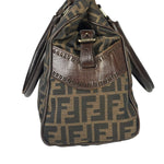Fendi Vintage Brown Leather Trim Zucca De Jour Media Tote