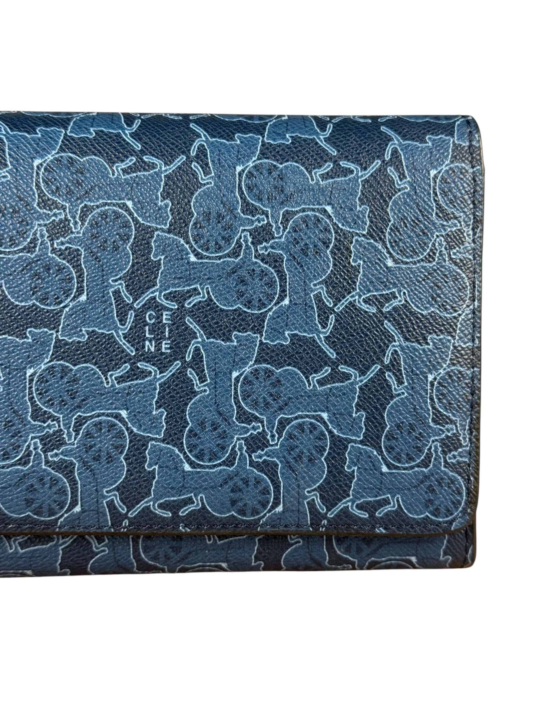 Celine Blue Coated Canvas Long Wallet