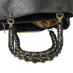 Fendi Vintage Black Leather Mia Chain Tote