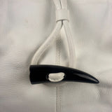 Burberry White Leather Bamboo Cinch Tote