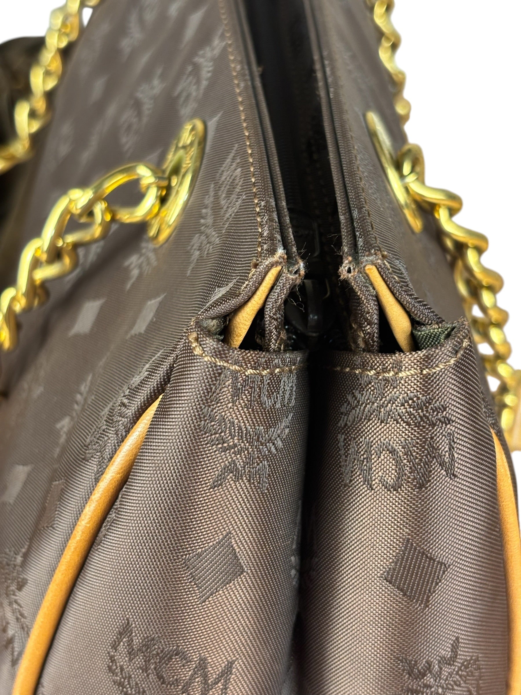 MCM Brown Nylon/Leather Visetos Monogram Shoulder/Tote Bag