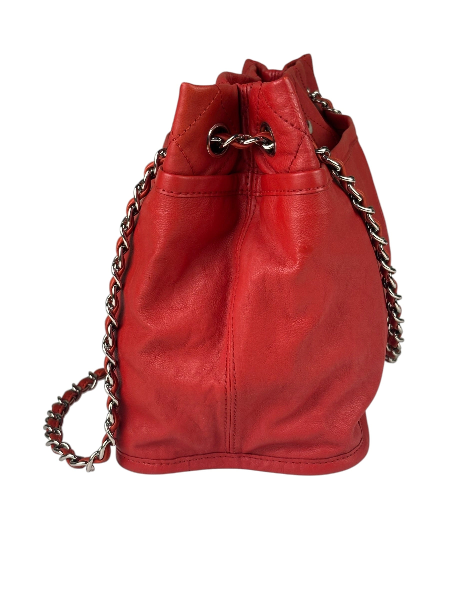 Chanel Red Quilted Leather Natural Beauty Chain Tote 2010