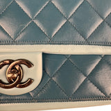 Chanel CC Two-Toned Blue Leather Flap Bag 2014