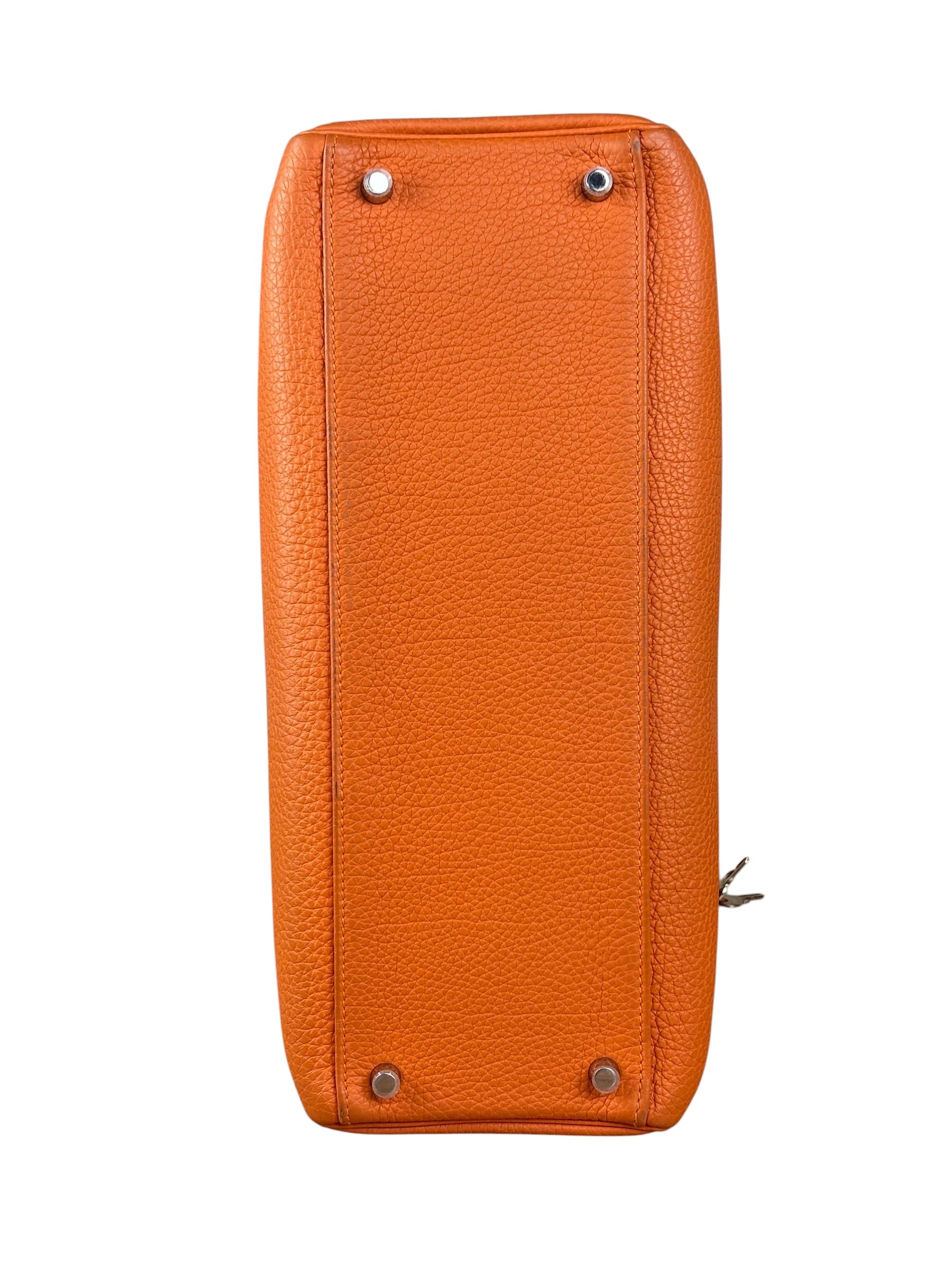 Hermes 2011 Orange Togo Leather Palladium Kelly 35