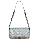 Chanel CC Silver Metallic Quilted Flap Shoulder Bag 2017
