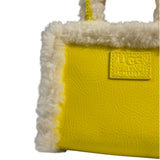 UGG x Telfar Yellow Patent Leather Fur Trim Small Shopper Crinkle In Taxi Tote