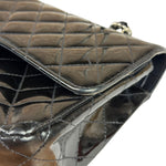 Chanel Black Patent Quilted Leather Double Flap Bag