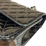 Chanel Black Patent Quilted Leather Double Flap Bag