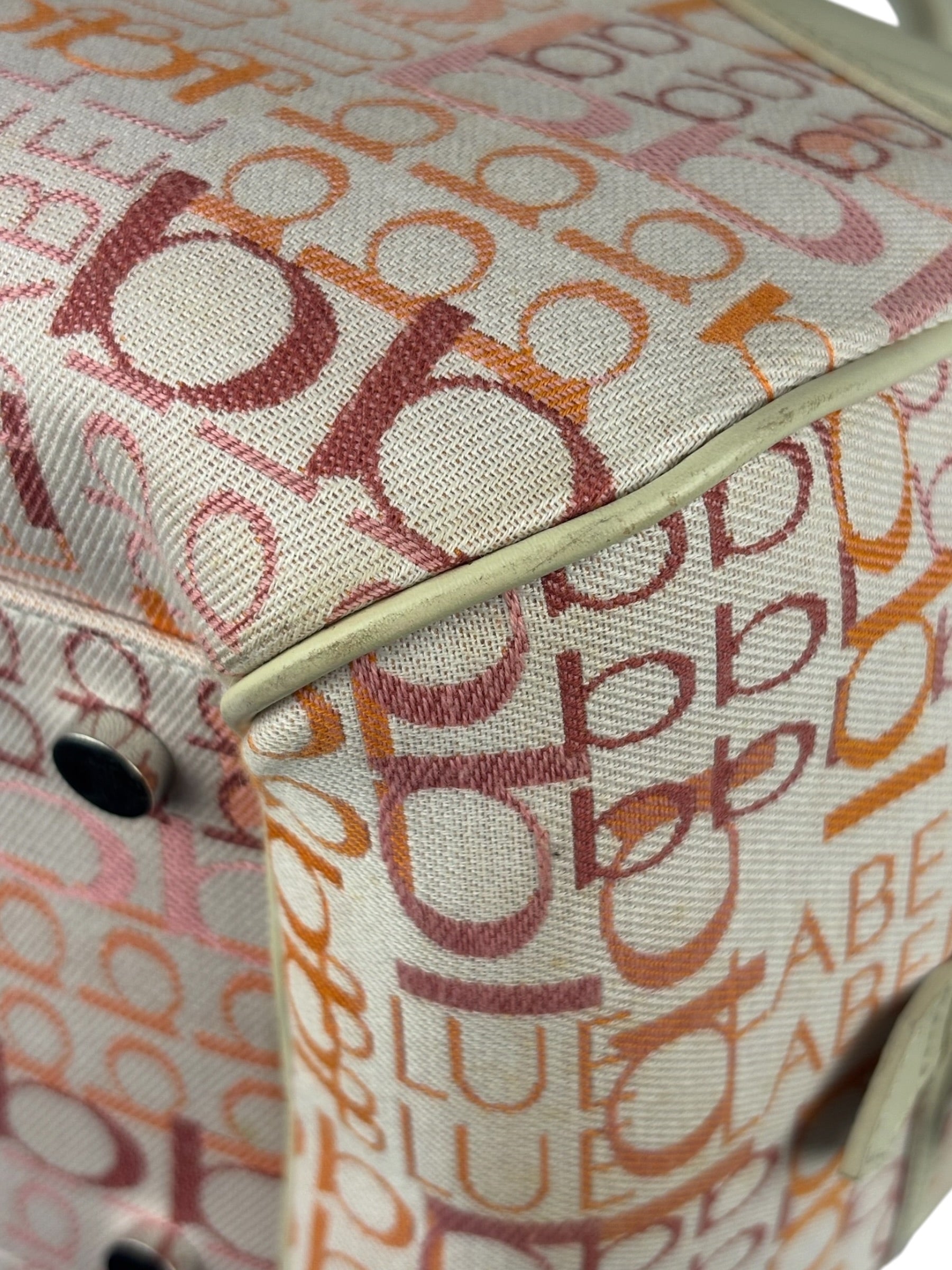 Burberry Blue Label Pink Multi Logo Bowler Bag