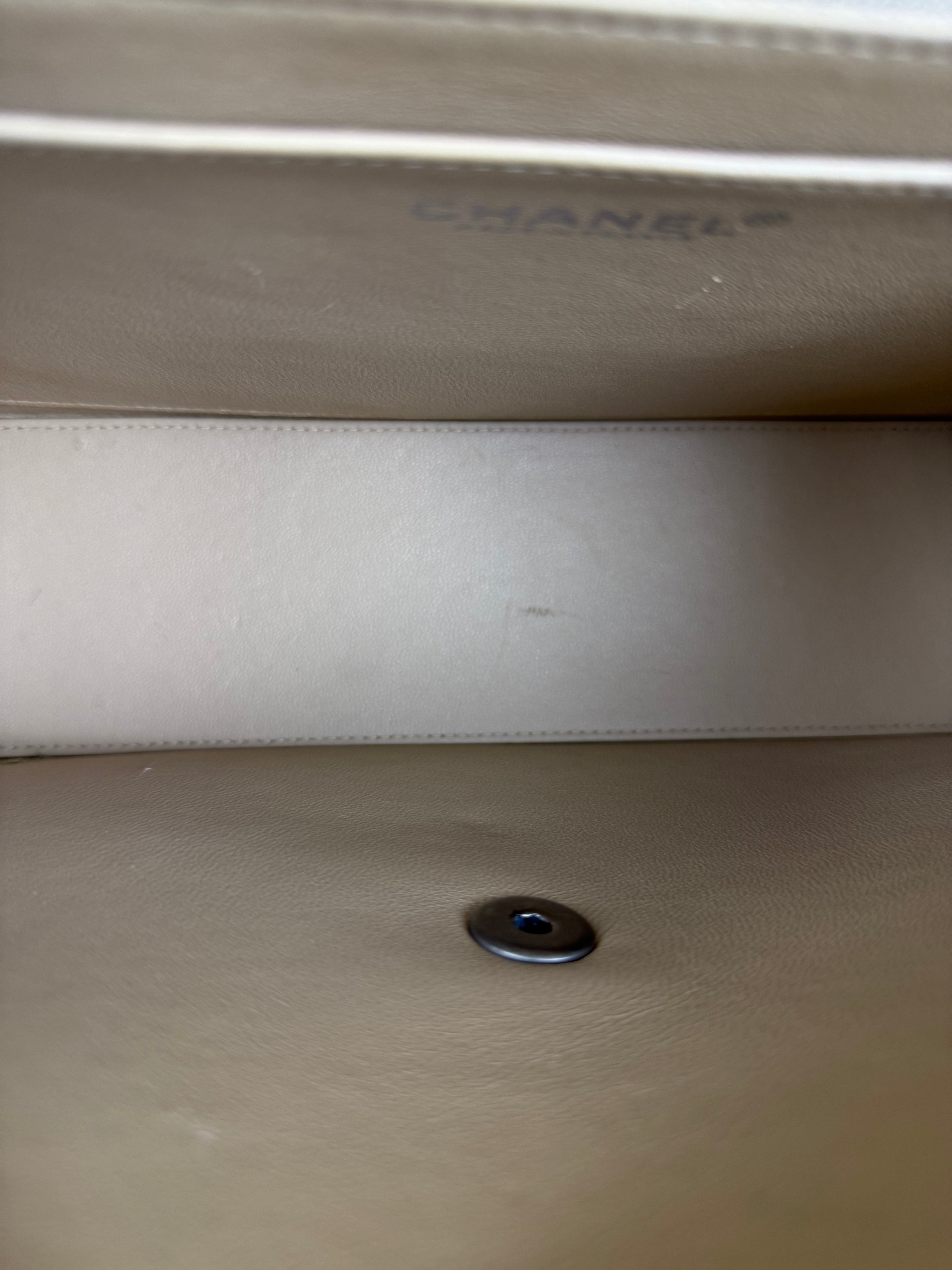 Chanel Beige Quilted Canvas Chain Flap Bag 1998