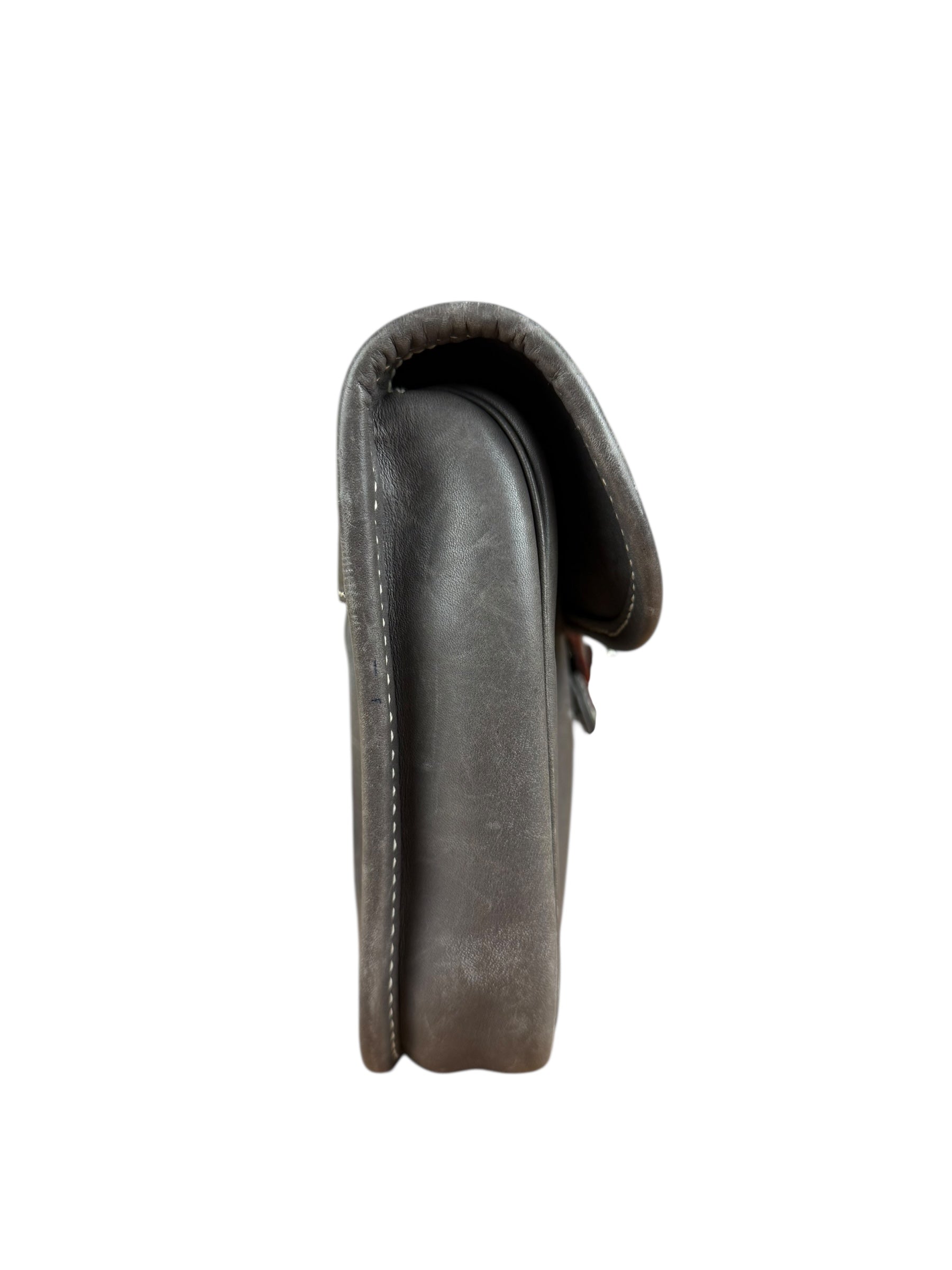 Gucci Vintage Grey Leather Flap Clutch