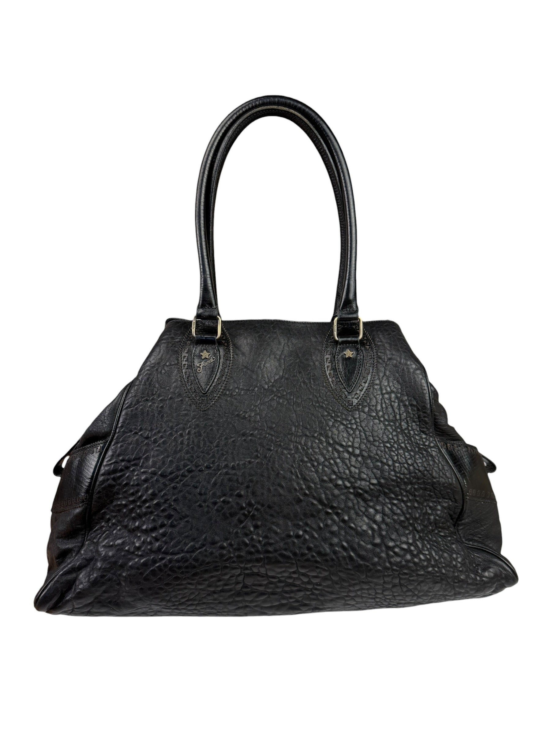 Fendi Black Leather Etniko Du Jour Shoulder Bag