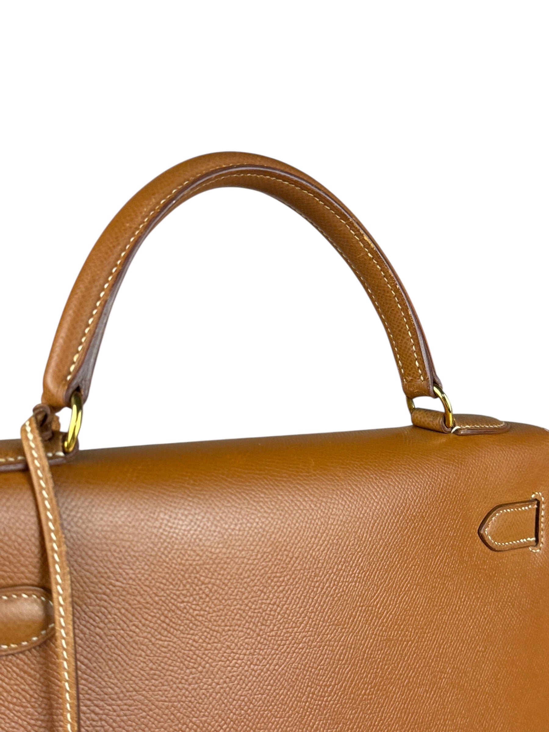 Hermes Kelly 32 Sellier Epsom Gold Handbag 1995