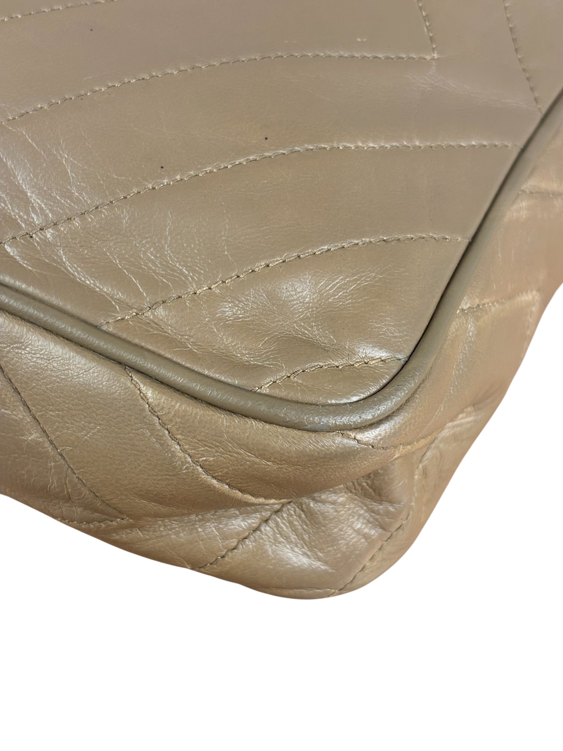 Chanel Tan Beige Chevron Leather Camera Case