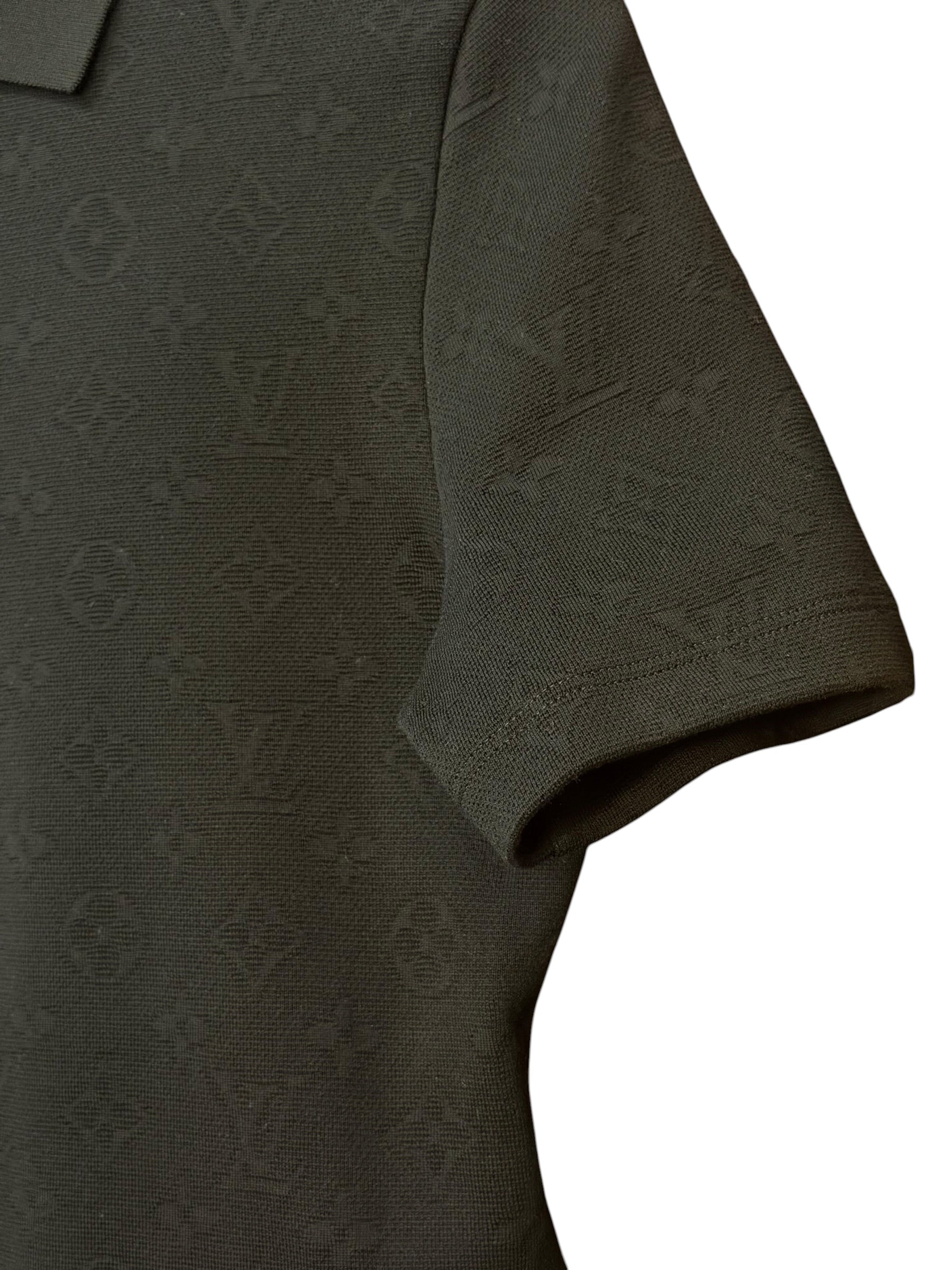Louis Vuitton Black Monogram Boxy Collared Quarter-Button Top