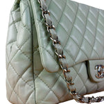 Chanel Light Sage Green Medium Classic Flap Shoulder Bag 2008