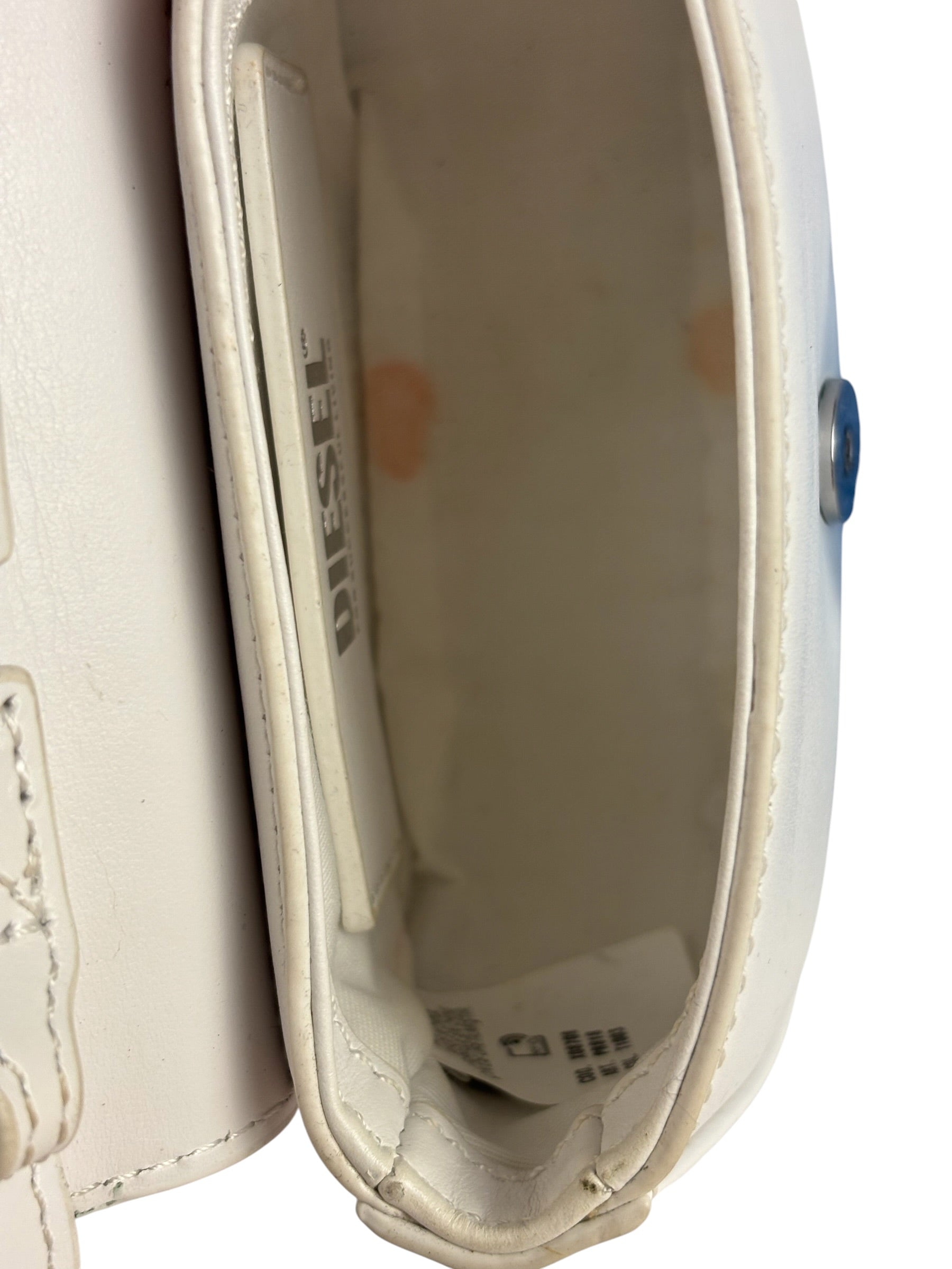 Diesel White Leather 1DR XS Two-Way Mini Bag