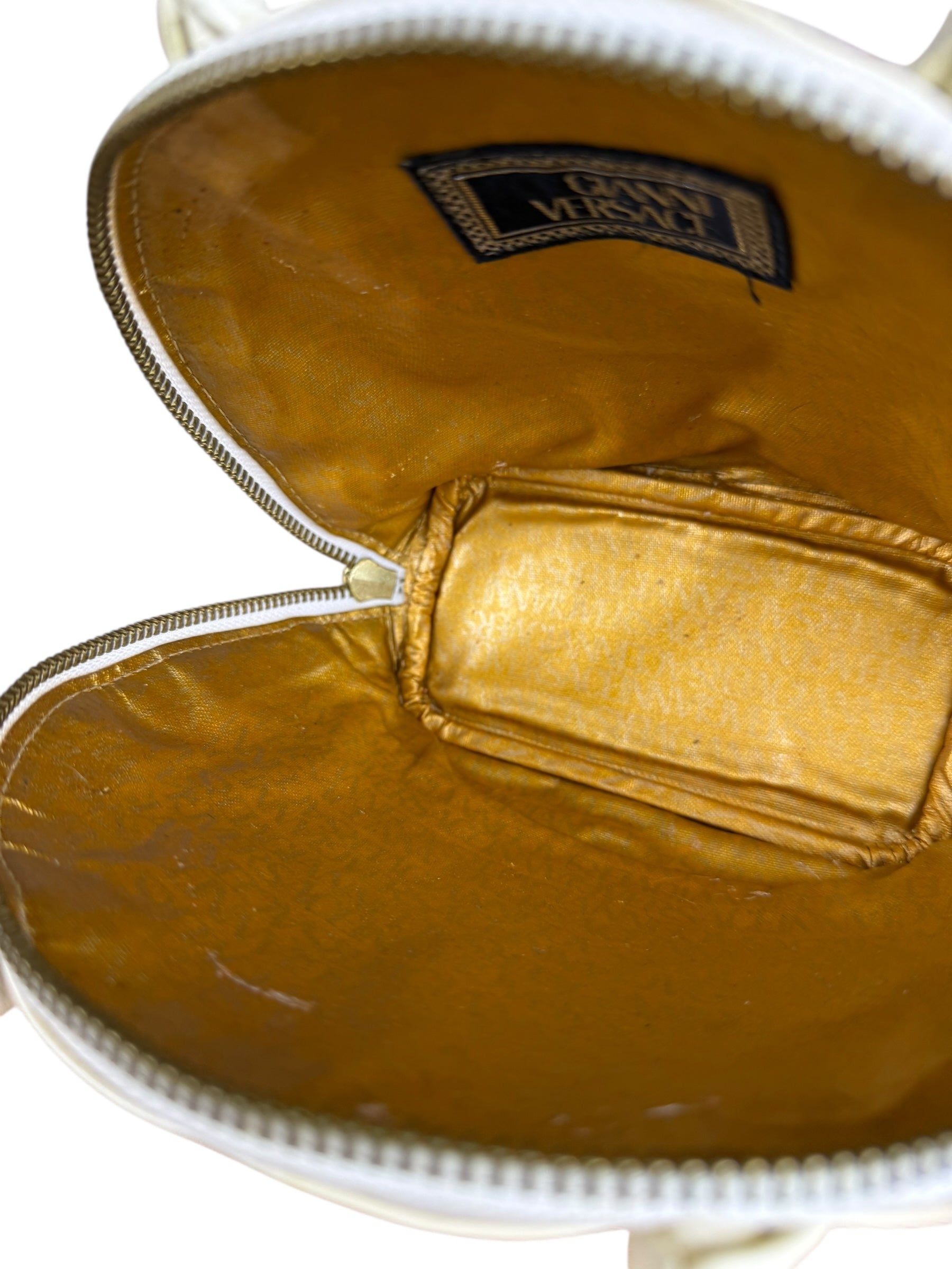 Versace Vintage Mini Osctrich Leather Top Handle Bag