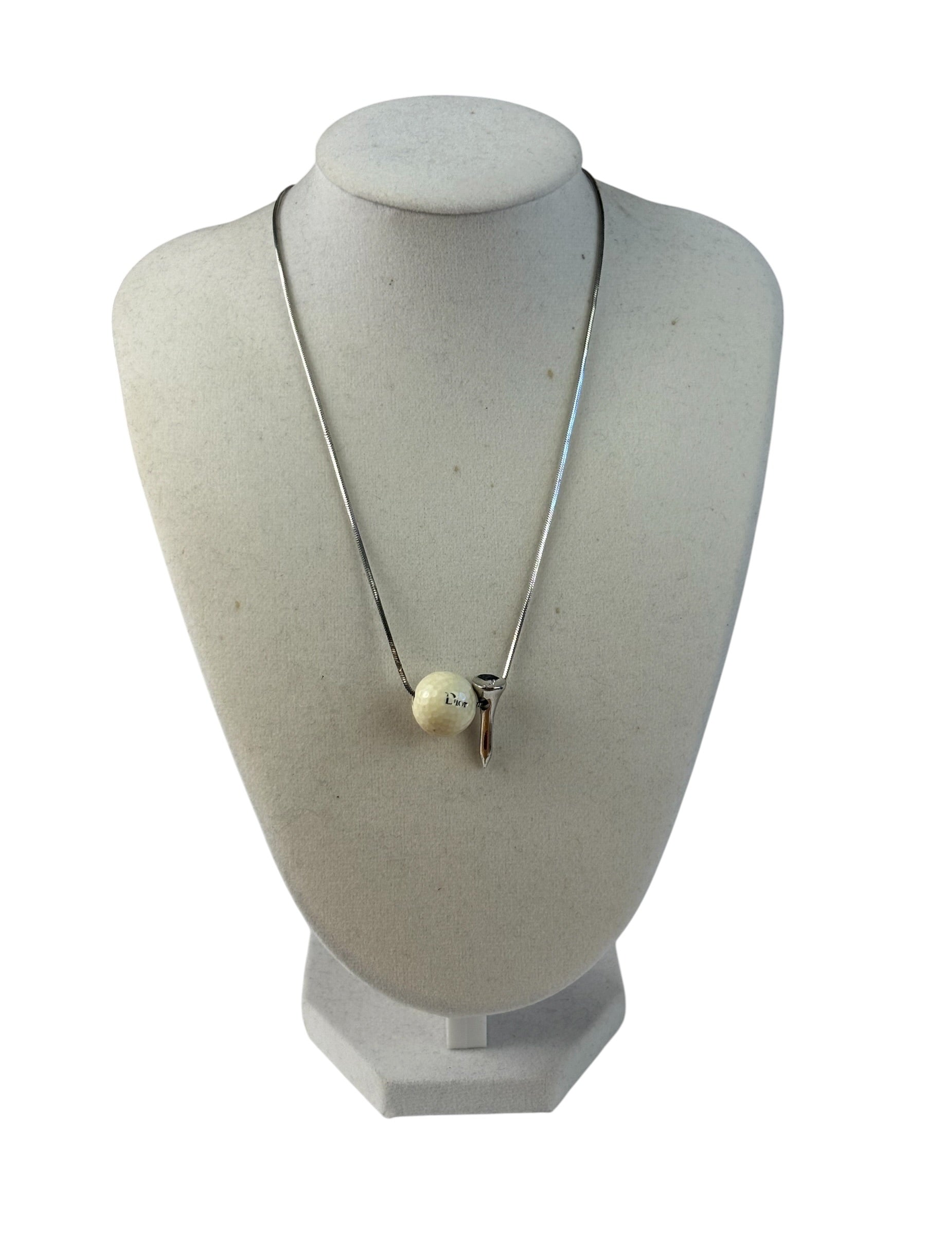 Christian Dior Off-White Bead & Nail Pendant Necklace