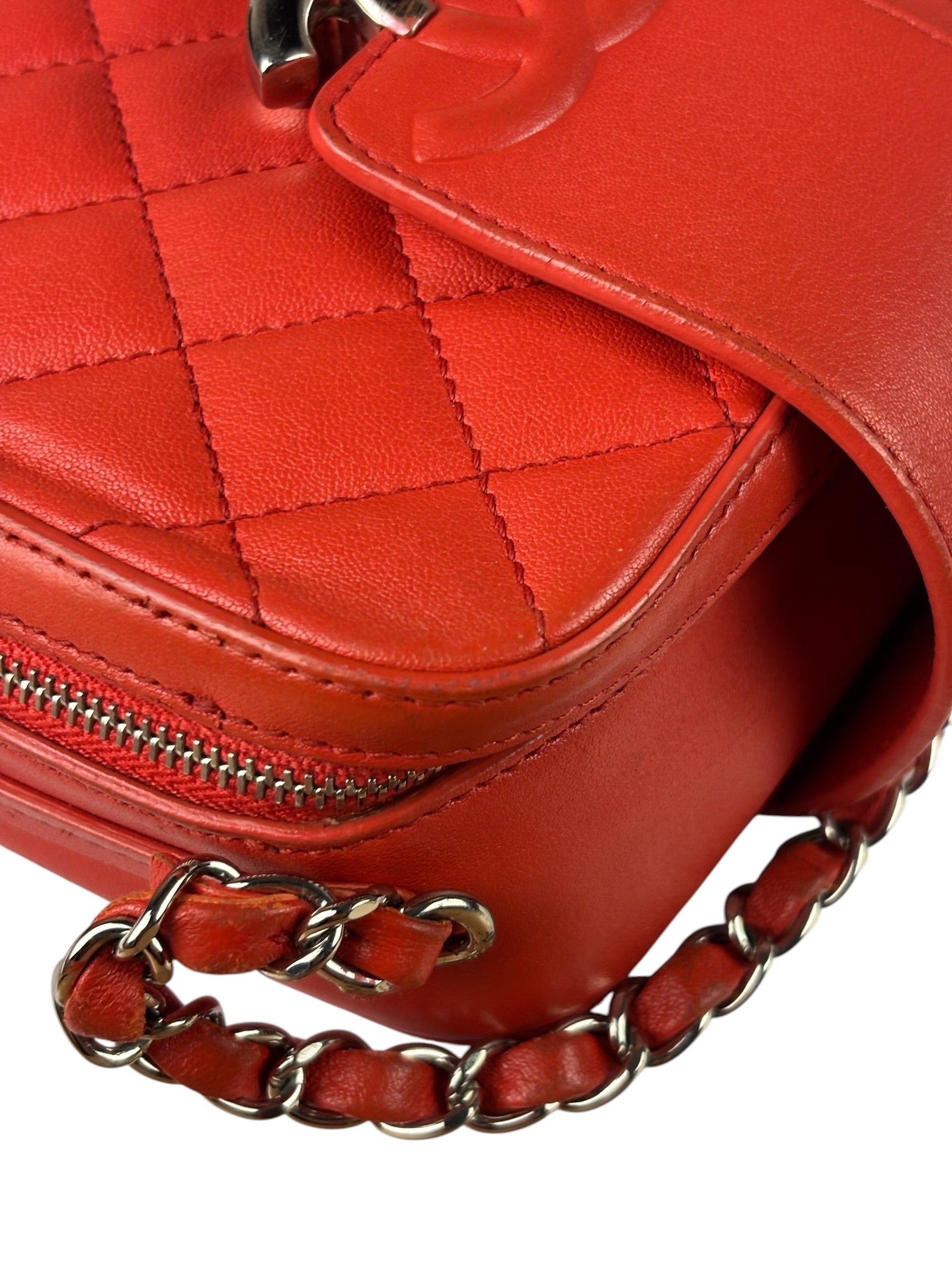 Chanel Red Quilted Lambskin Nano CC Box Camera Bag 2018