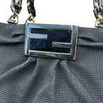 Fendi Bicolor Patent Leather Trim Mia Shoulder Bag