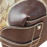 Gucci Vintage GG Coated Canvas Crystal Boston Handbag
