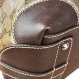 Gucci Vintage GG Coated Canvas Crystal Boston Handbag