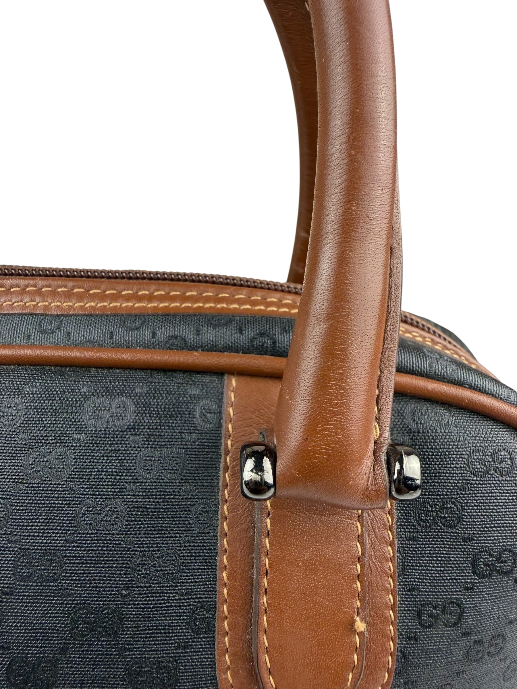 Gucci Vintage Micro GG Black/Brown Supreme Satchel Hand Bag