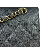 Chanel Black Quilted Leather Chain Double Leather Flap Bag 2012