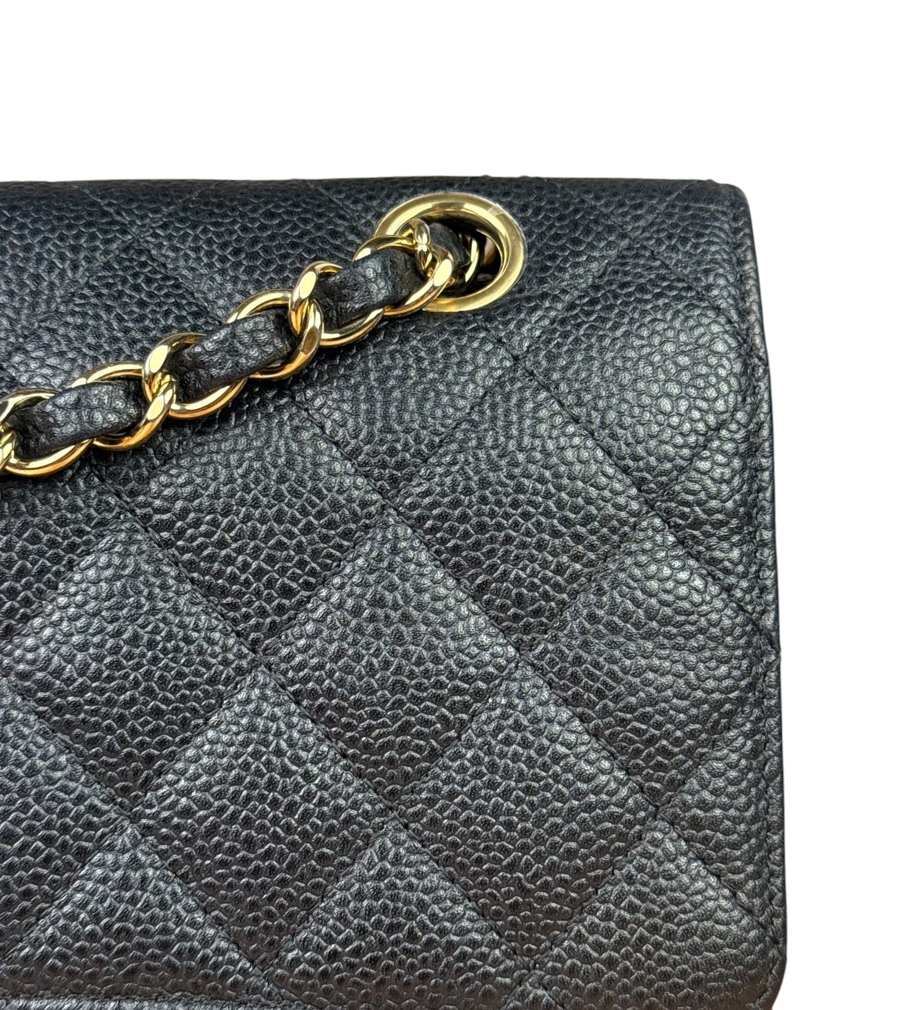 Chanel Black Quilted Leather Chain Double Leather Flap Bag 2012