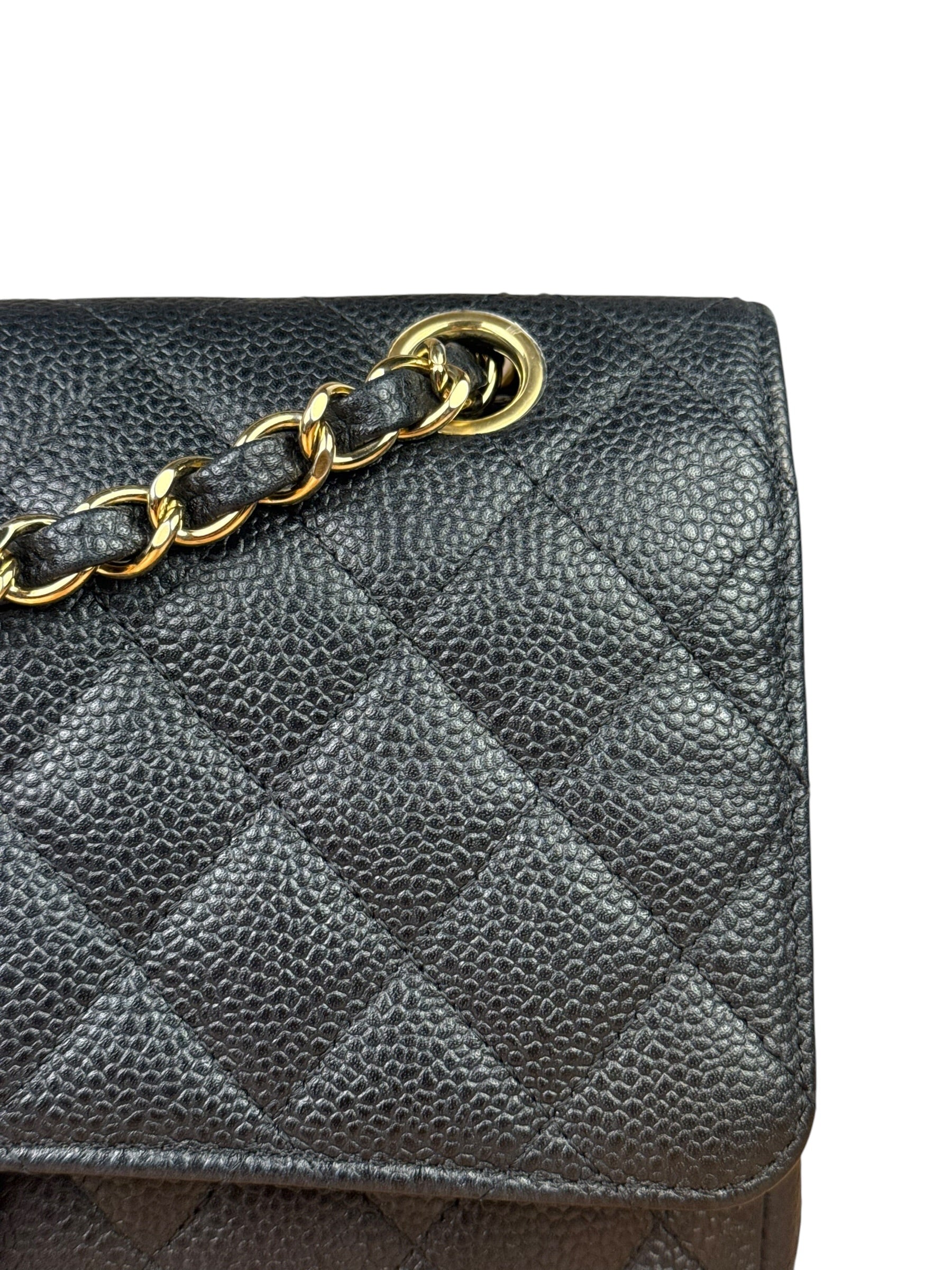 Chanel Black Quilted Leather Chain Double Leather Flap Bag 2012