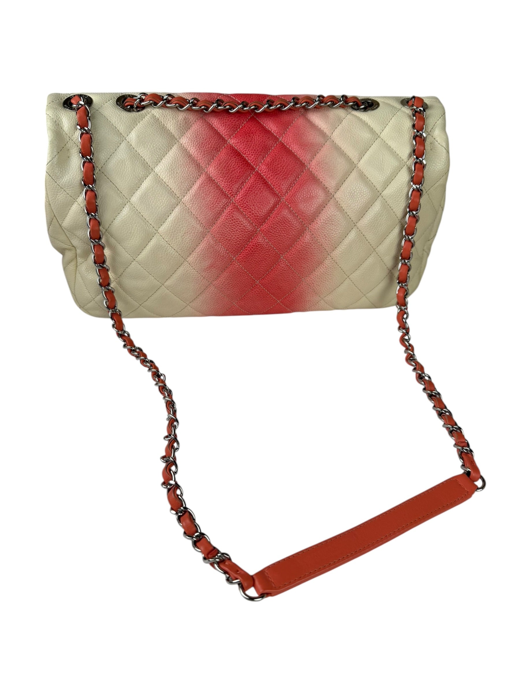 Chanel Quilted Caviar Ivory/Pink Ombre Jumbo Flap 2013