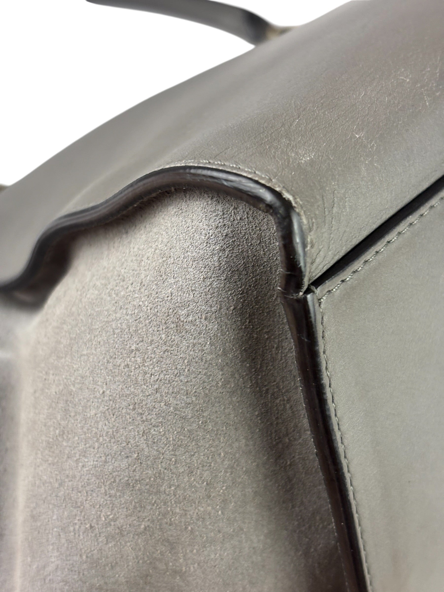 Celine Grey Suede/Leather Crocodile Embossed Trapeze Two-Way Bag