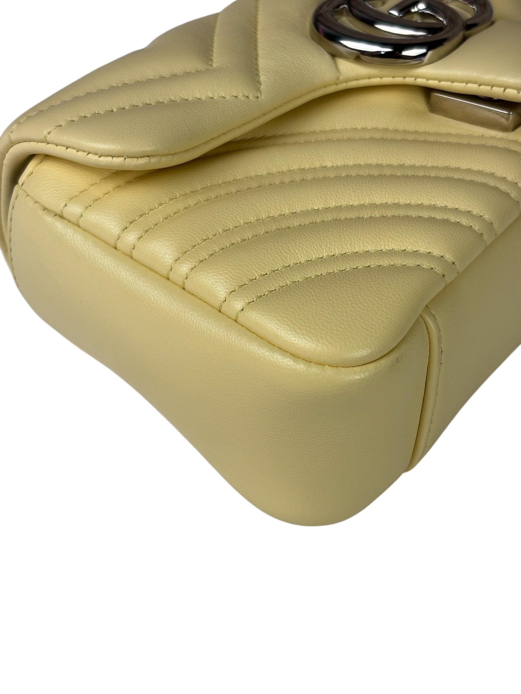 Gucci Yellow Leather Matelasse Marmont Shoulder Bag