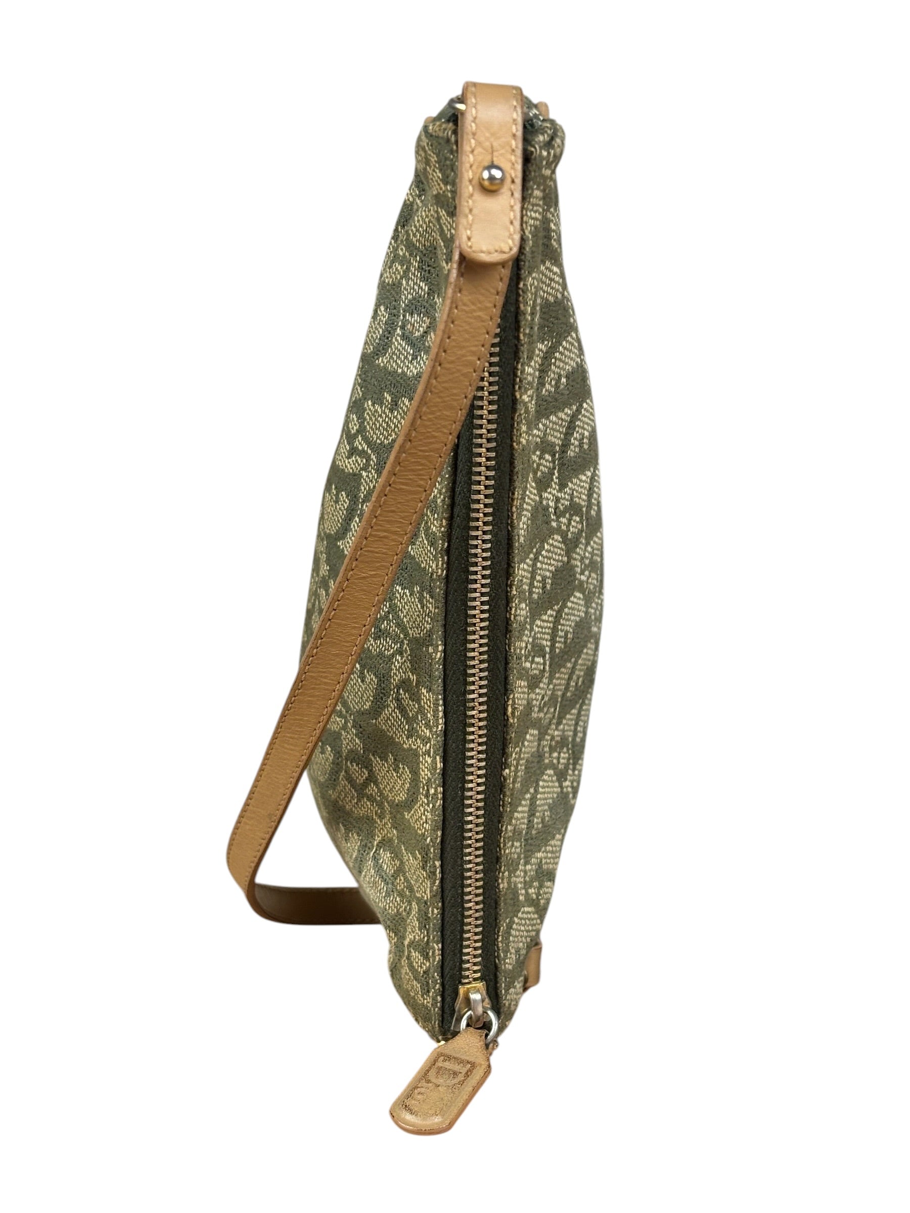 Christian Dior Vintage Olive Green Oblique Saddle Pochette