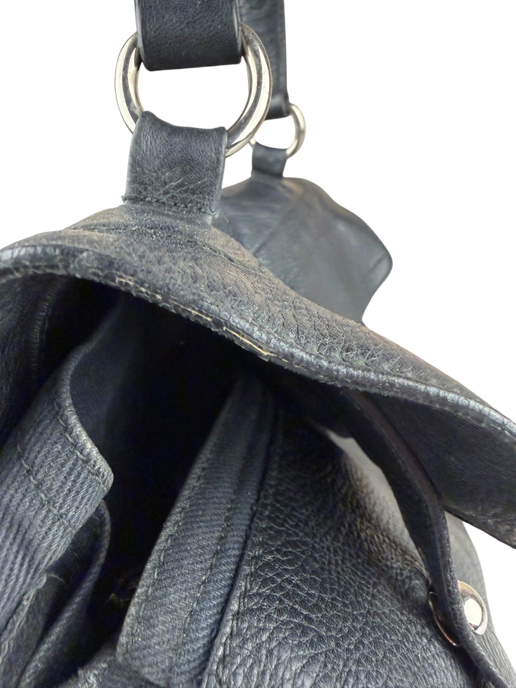 Saint Laurent Vintage Black Leather Top Handle Bag
