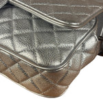 Chanel CC Silver Metallic Quilted Flap Shoulder Bag 2017