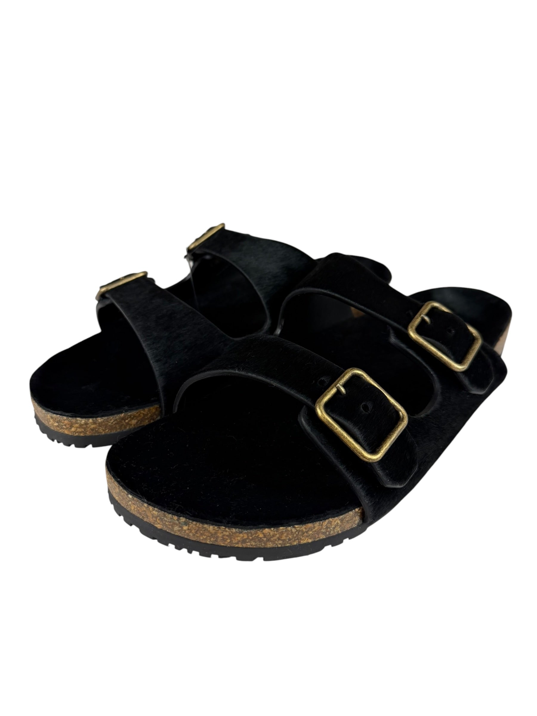 Yves Saint Laurent Black Jimmy Pony Hair Falt Sandal