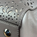 Coach Putty Grey Leather Taylor Eyelet Caryall Shoulder Bag