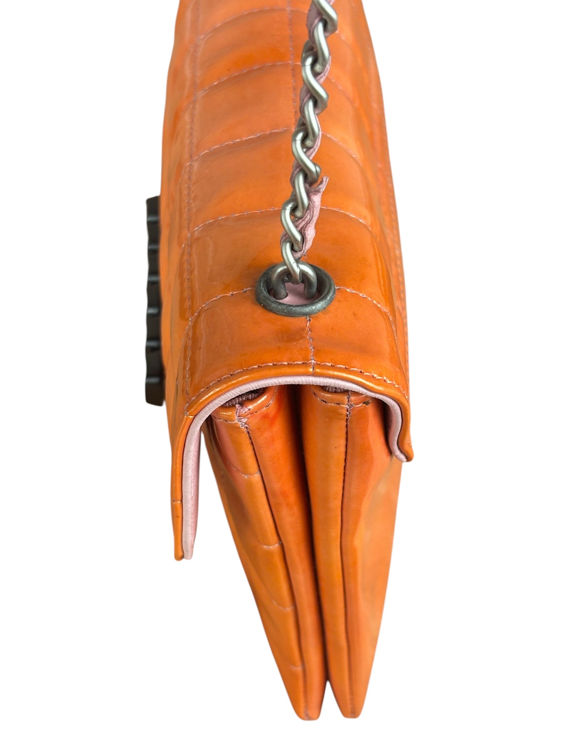 Chanel Orange/Pink Chocolate Bar Keyboard Digital Flap Shoulder Bag 2001