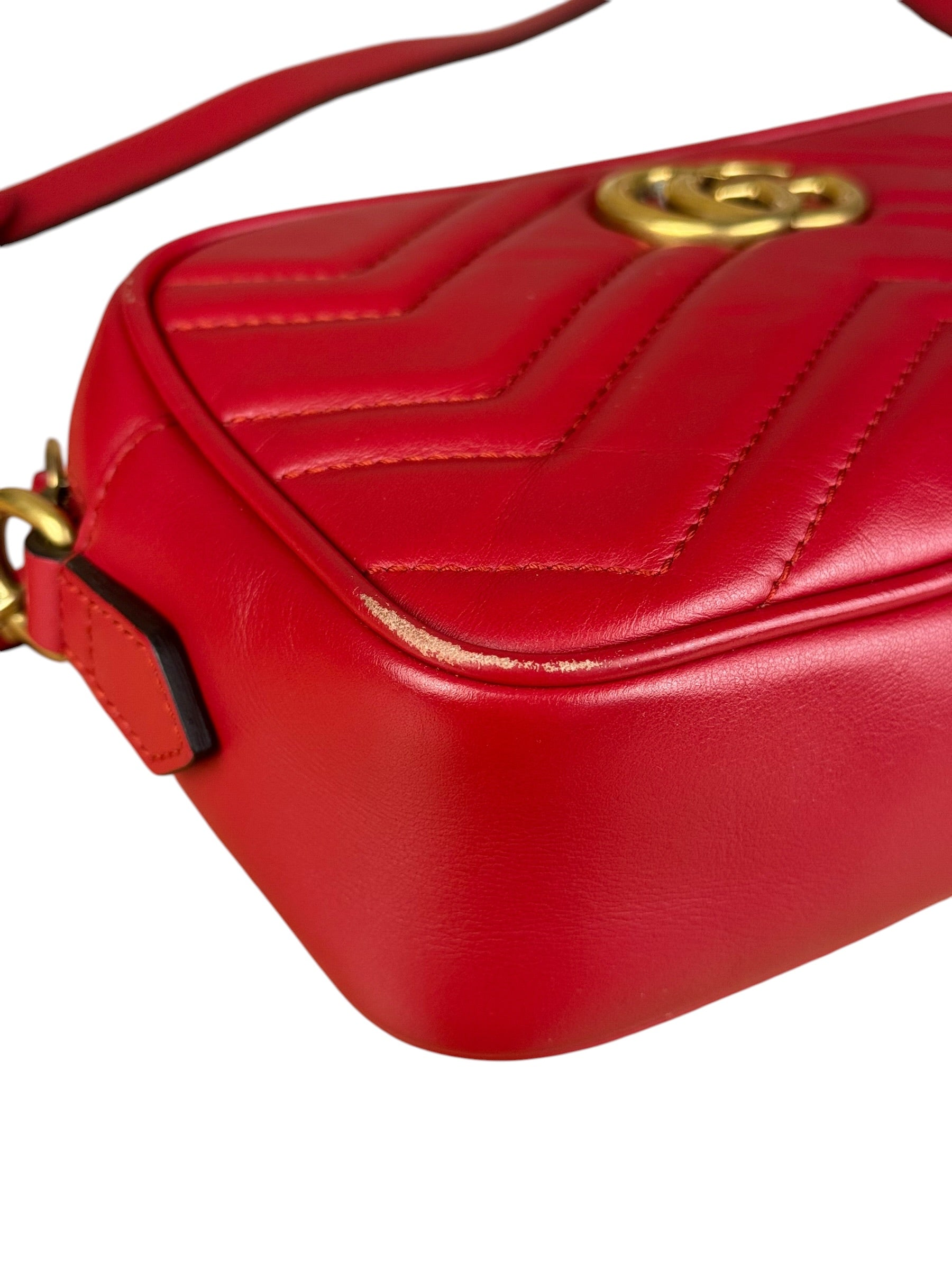 Gucci Leather GG Red Marmont Crossbody