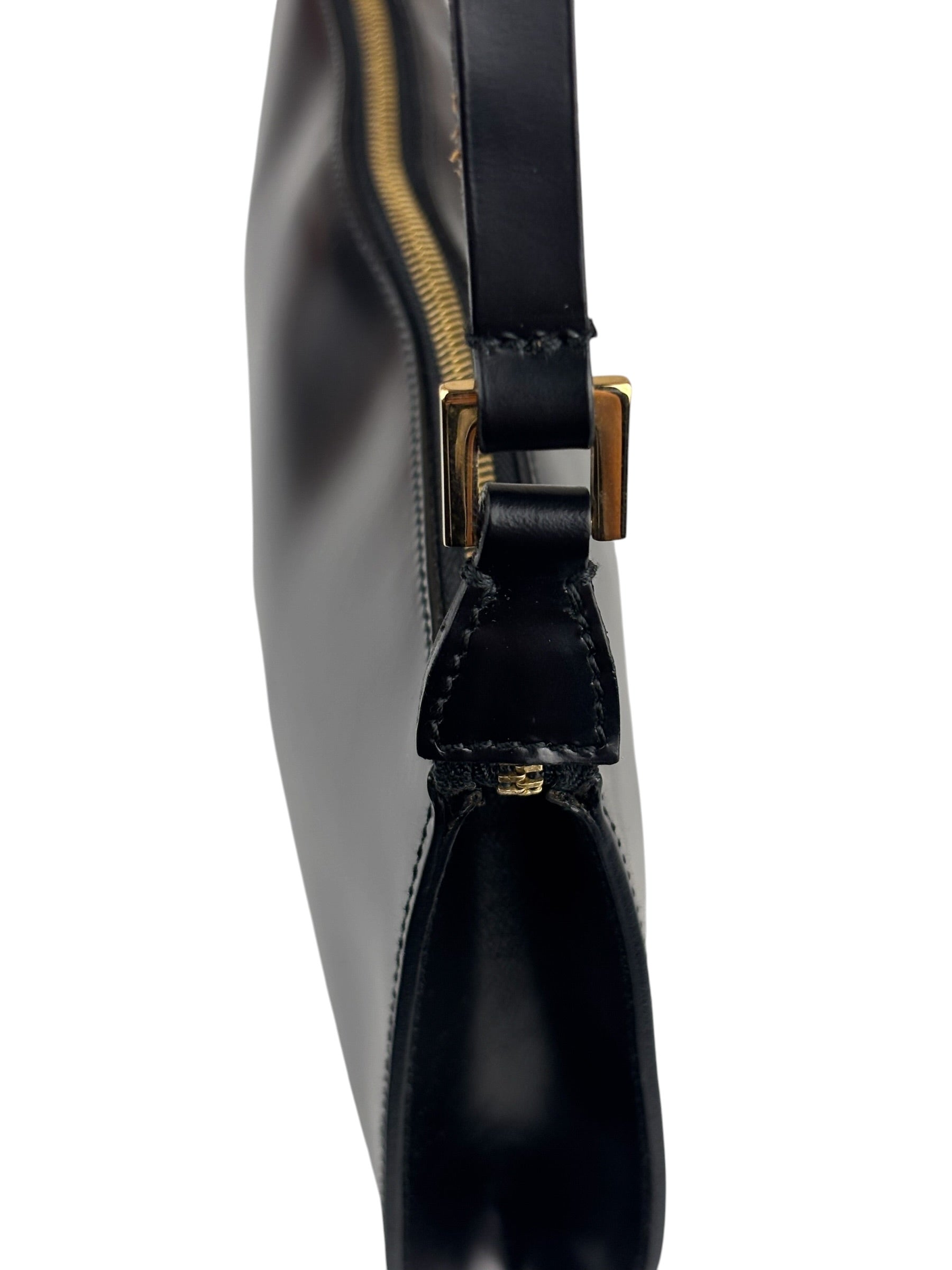 Salvatore Ferragamo Vintage Black Gancini Leather Baguette