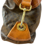 Celine Vintage Macadam Canvas Leather Trim Shoulder Bag