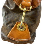 Celine Vintage Macadam Canvas Leather Trim Shoulder Bag