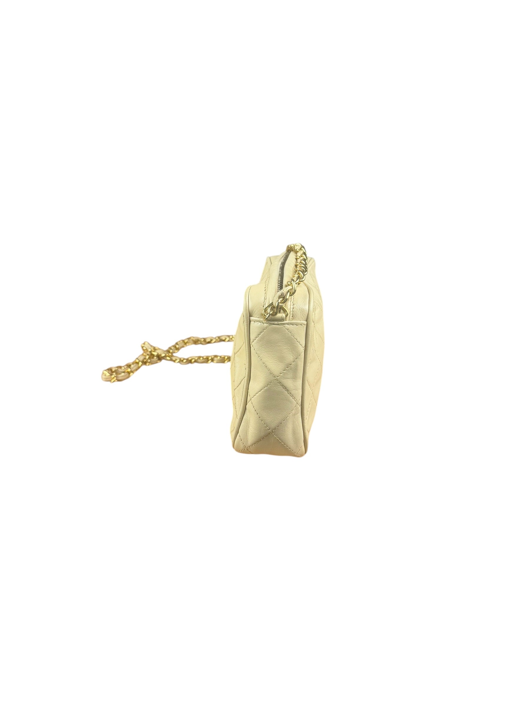 Chanel Beige Quilted Leather Chain Shoulder Bag