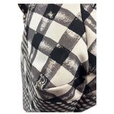 Chanel Bicolor Leather Trim Gingham Canvas Coco Mark Handbag 2010