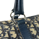 Christian Dior Vintage Navy Leather Trim Trotter Boston Bag