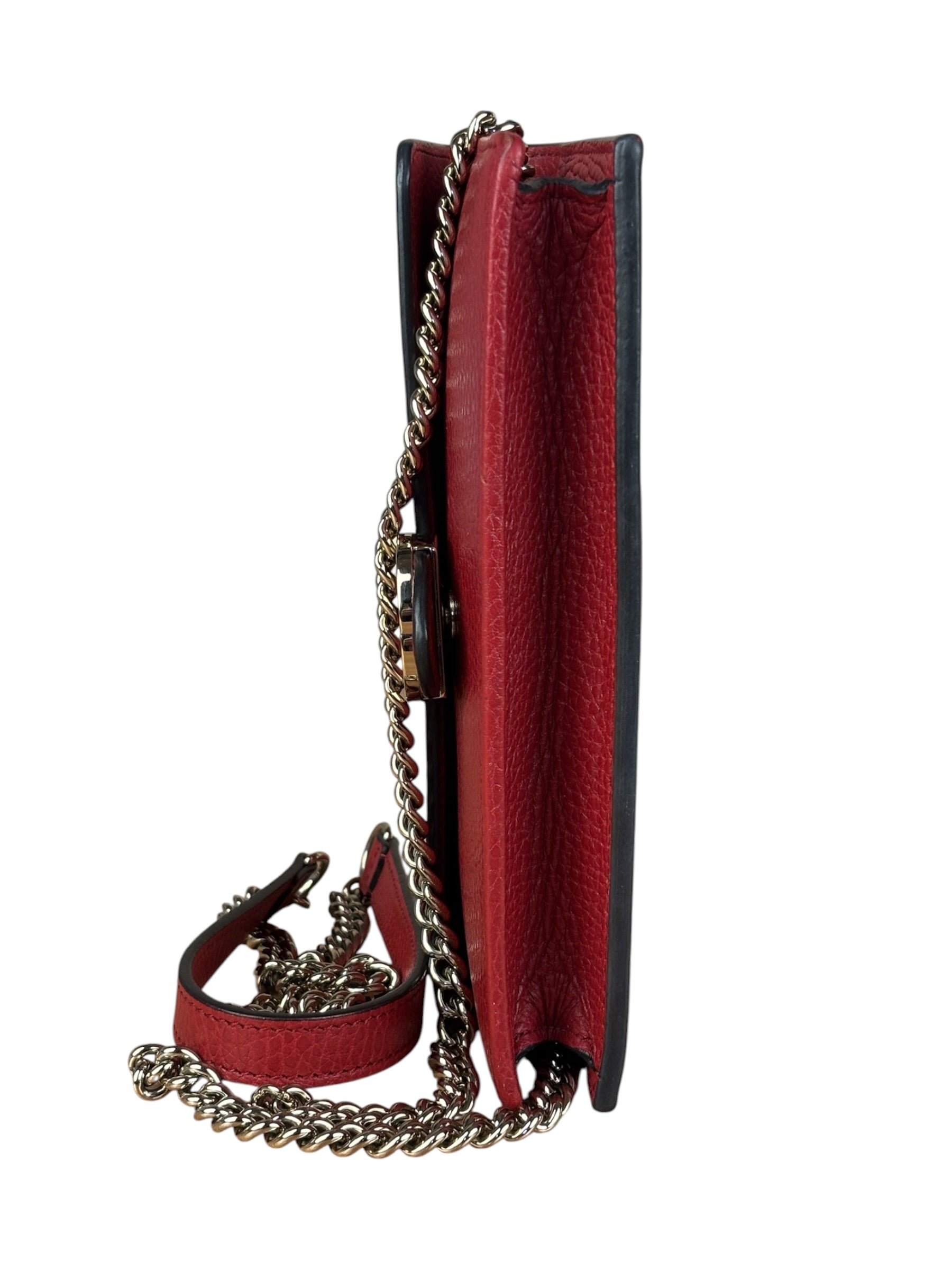 Gucci Red Interlocking G Wallet on Chain