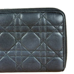 Christian Dior Vintage Black Quilted Leather Zippy Wallet