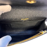 Yves Saint Laurent Black Pebbled Leather Wallet On Chain